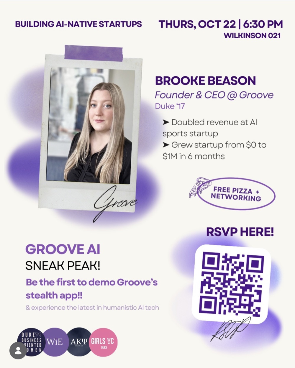 Event poster: Building AI-Native Startups with Brooke Beason